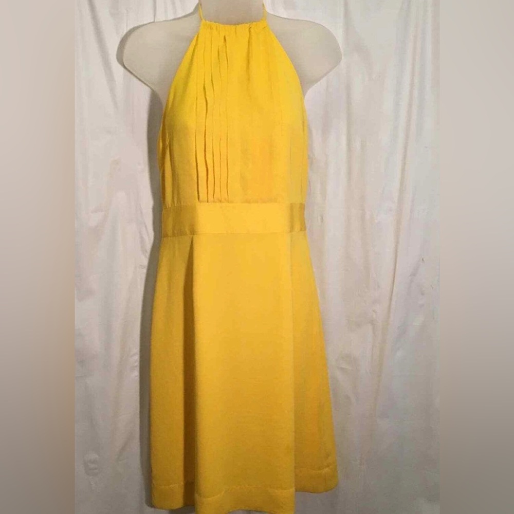 Banana Republic NWT Sunshine Yellow Wedding Guest Halter Tie Neck Dress sz 6 - Picture 5 of 16